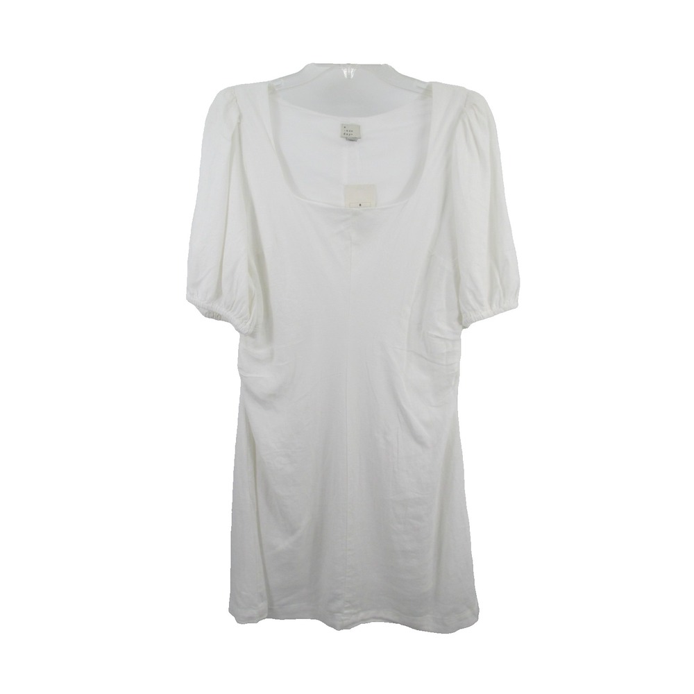 NWT Midi Tunic Prairie Linen Dress Women 8 White Cottage Core Bohemian A NEW DAY